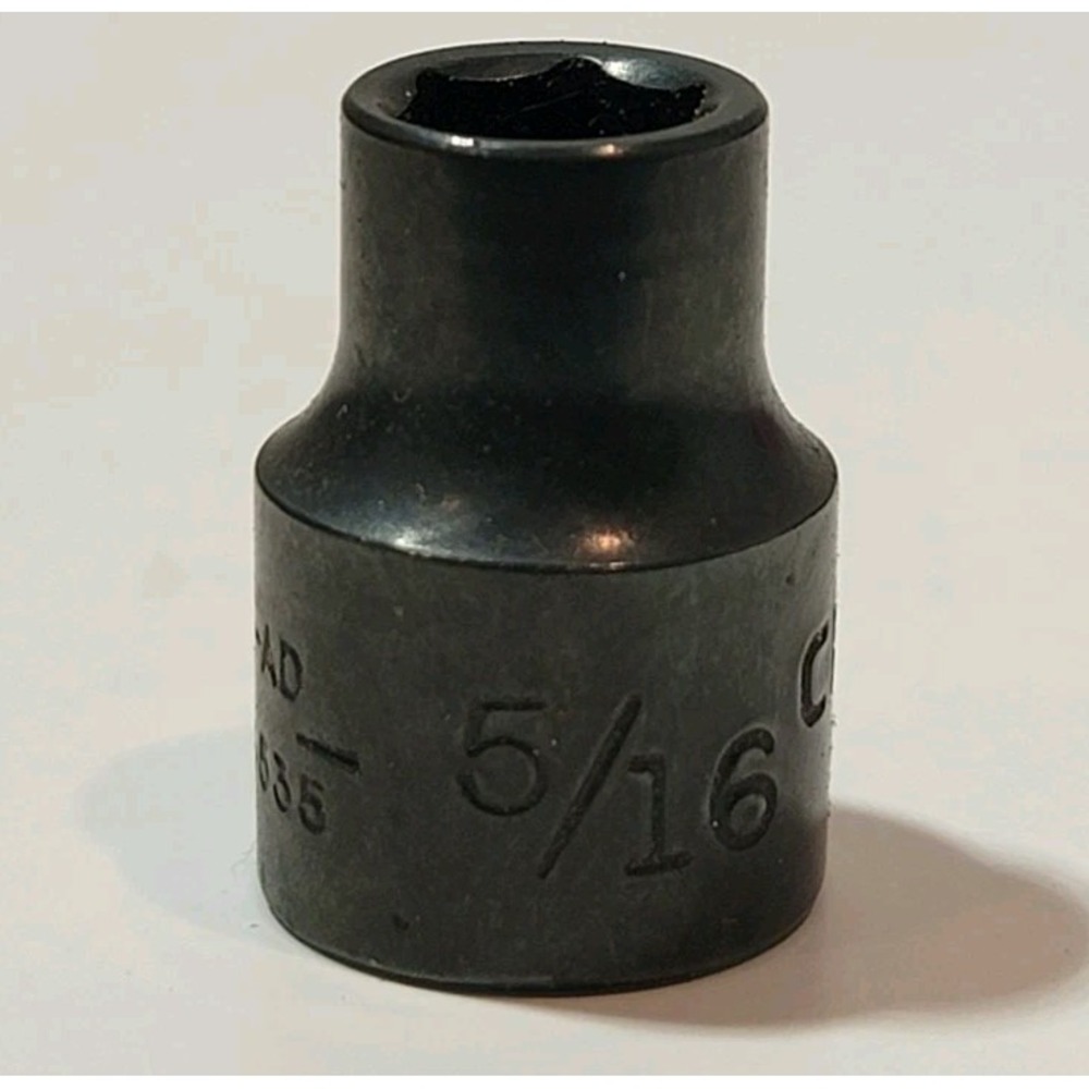Vintage Black Chrome Craftsman 5/16" 6PT 3/8 Drive Shallow Socket S-AD #44535